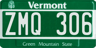 VT license plate ZMQ306