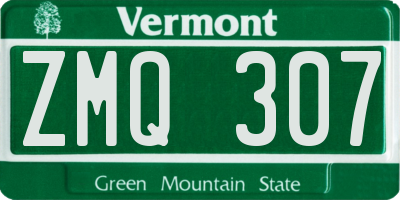 VT license plate ZMQ307