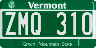 VT license plate ZMQ310