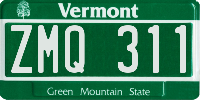 VT license plate ZMQ311