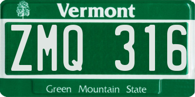 VT license plate ZMQ316