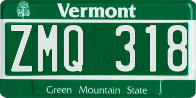 VT license plate ZMQ318