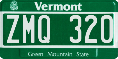 VT license plate ZMQ320