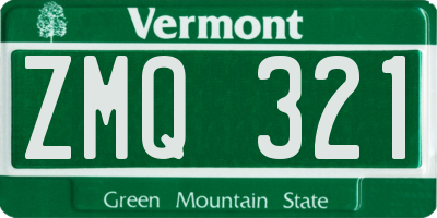 VT license plate ZMQ321