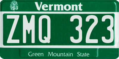 VT license plate ZMQ323