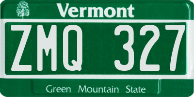 VT license plate ZMQ327