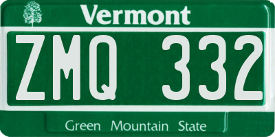 VT license plate ZMQ332