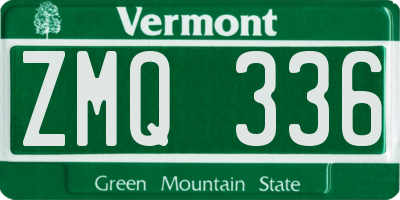 VT license plate ZMQ336