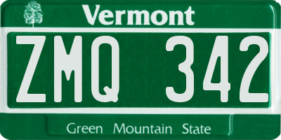 VT license plate ZMQ342