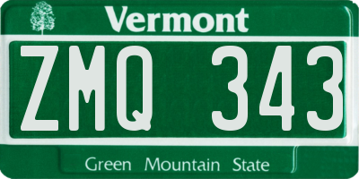 VT license plate ZMQ343