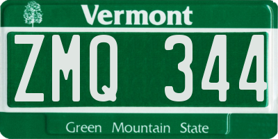VT license plate ZMQ344