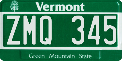 VT license plate ZMQ345