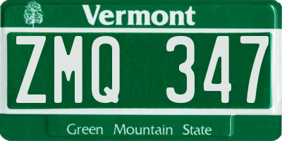 VT license plate ZMQ347