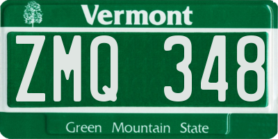 VT license plate ZMQ348