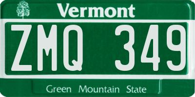 VT license plate ZMQ349