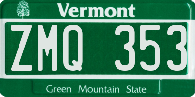 VT license plate ZMQ353