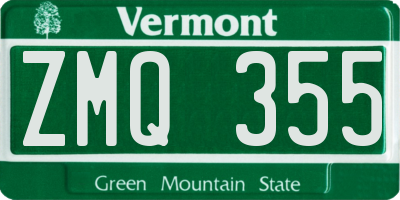 VT license plate ZMQ355