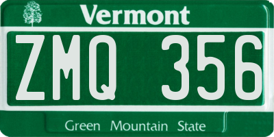 VT license plate ZMQ356