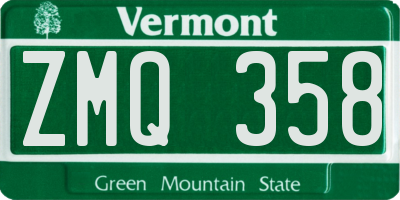 VT license plate ZMQ358