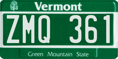 VT license plate ZMQ361