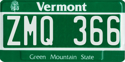 VT license plate ZMQ366
