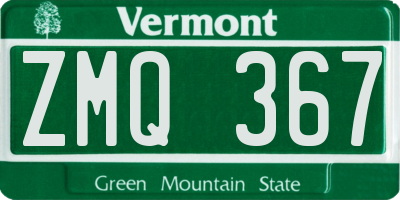 VT license plate ZMQ367