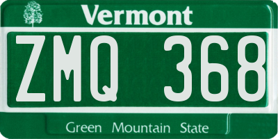 VT license plate ZMQ368