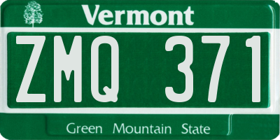 VT license plate ZMQ371