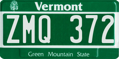 VT license plate ZMQ372