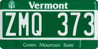 VT license plate ZMQ373