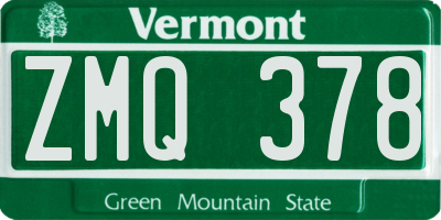 VT license plate ZMQ378
