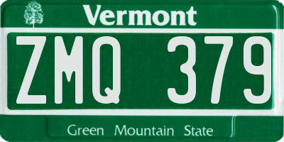 VT license plate ZMQ379