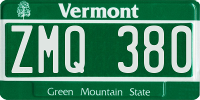 VT license plate ZMQ380