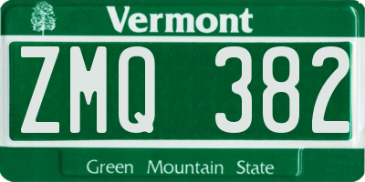 VT license plate ZMQ382