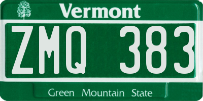 VT license plate ZMQ383