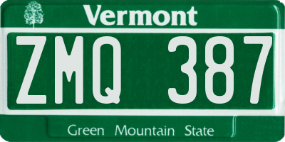 VT license plate ZMQ387