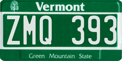 VT license plate ZMQ393