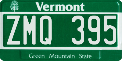 VT license plate ZMQ395