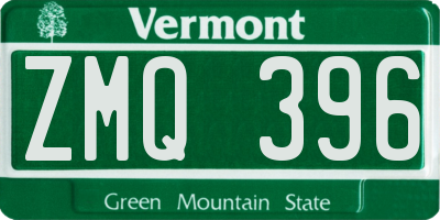 VT license plate ZMQ396