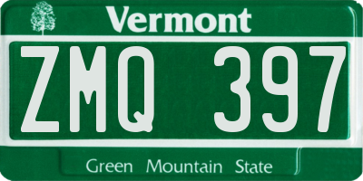 VT license plate ZMQ397