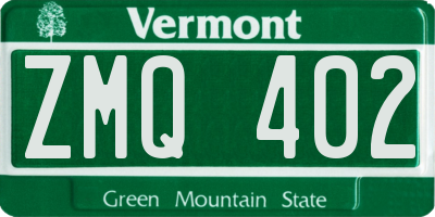 VT license plate ZMQ402
