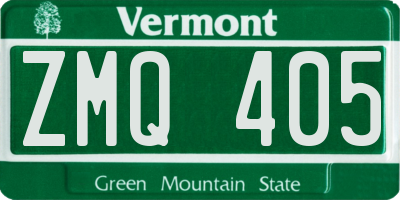 VT license plate ZMQ405