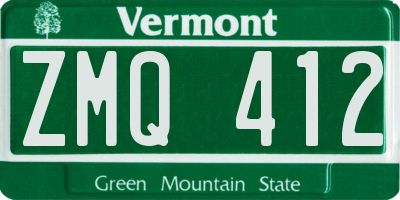 VT license plate ZMQ412