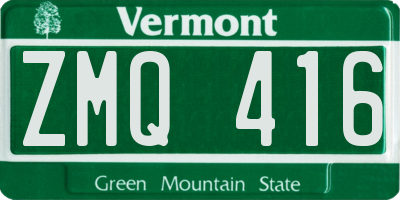 VT license plate ZMQ416