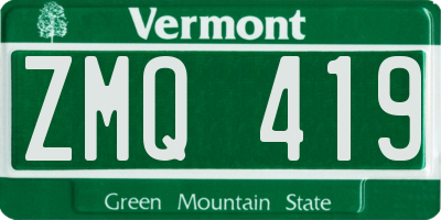 VT license plate ZMQ419