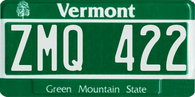 VT license plate ZMQ422