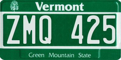 VT license plate ZMQ425