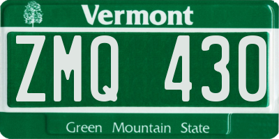 VT license plate ZMQ430