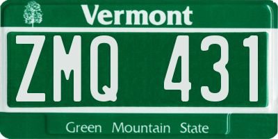 VT license plate ZMQ431