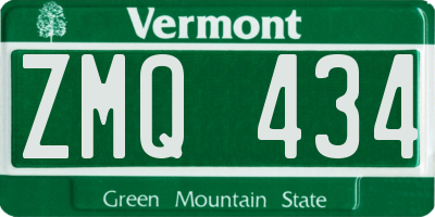 VT license plate ZMQ434
